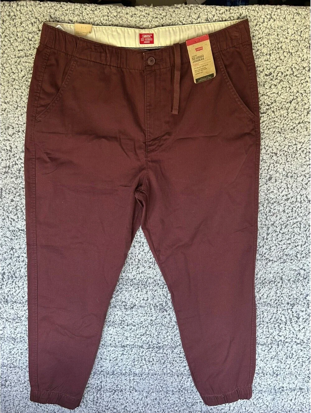 NWT Levi's XX Chino Joggers Mens XL Burgundy Stretch Tapered Elastic Cuff Pants
